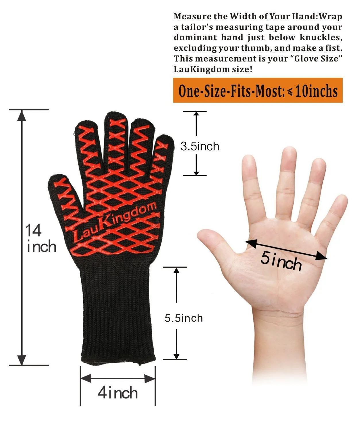 LauKingdom BBQ Grilling Cooking Glove 932&deg;F Extreme Heat Resistant Oven Mitts and BBQ Accessories