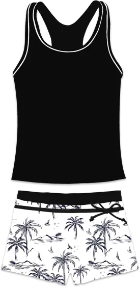Little Girls' Summer Swimwear Two Piece Boyshort Tankini Kids Swimsuit