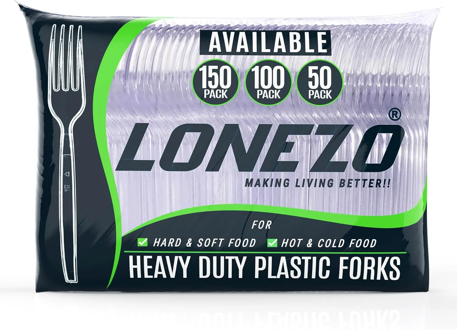 Lonezo [150 Count] Plastic Forks Clear Forks Plastic Disposable Shatter Resistant Disposable Forks Eco Friendly Plastic Forks Heavy Duty Plastic Utensils