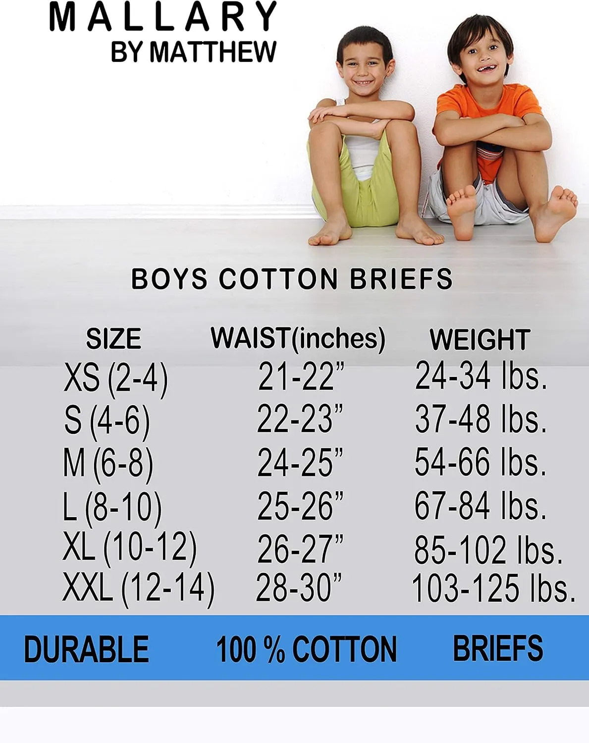 MALLARY BY MATTHEW Boys 100% Cotton Briefs Underwear (8 Pack or 16 Pack)