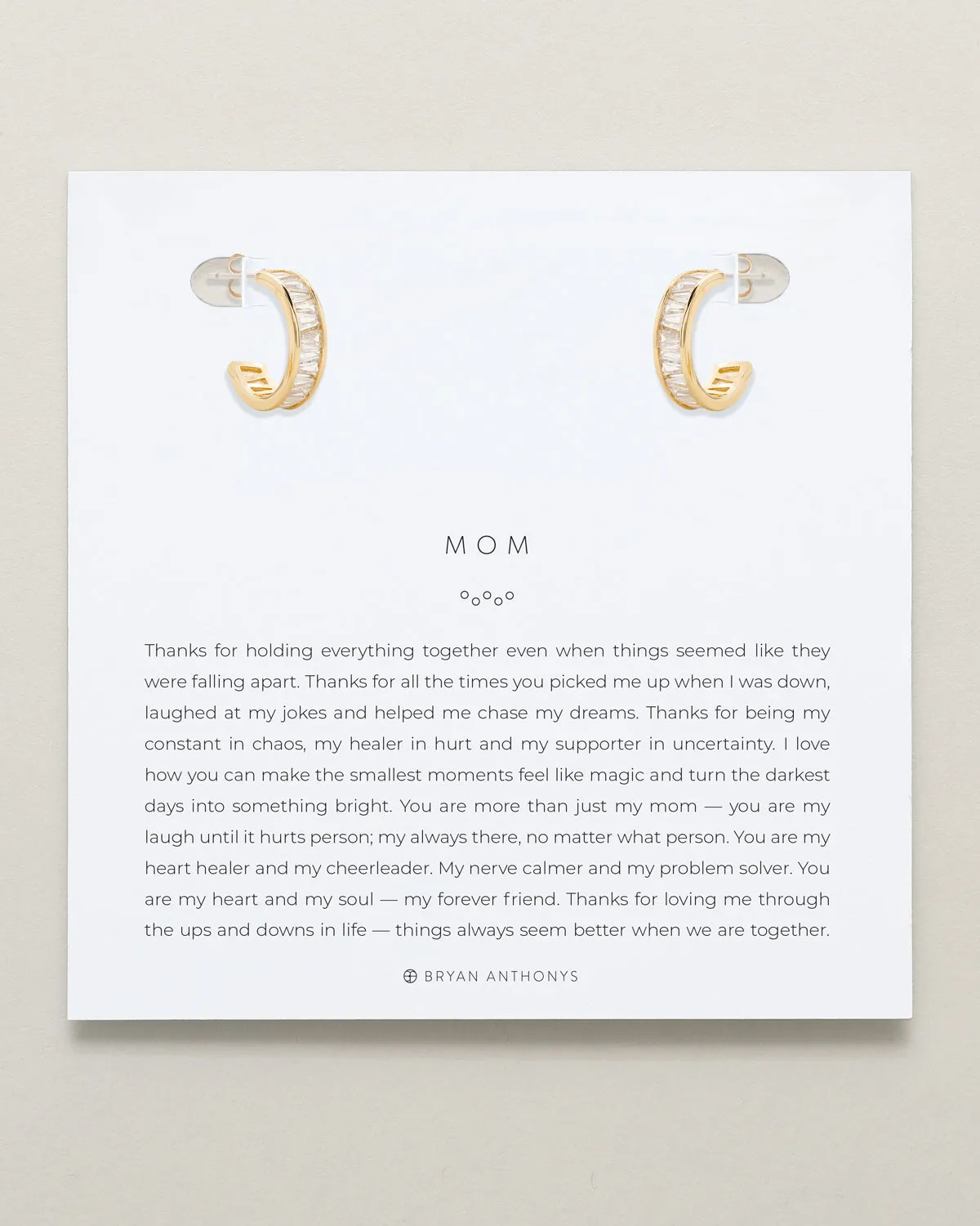 Mom Baguette Mini Hoop Earrings