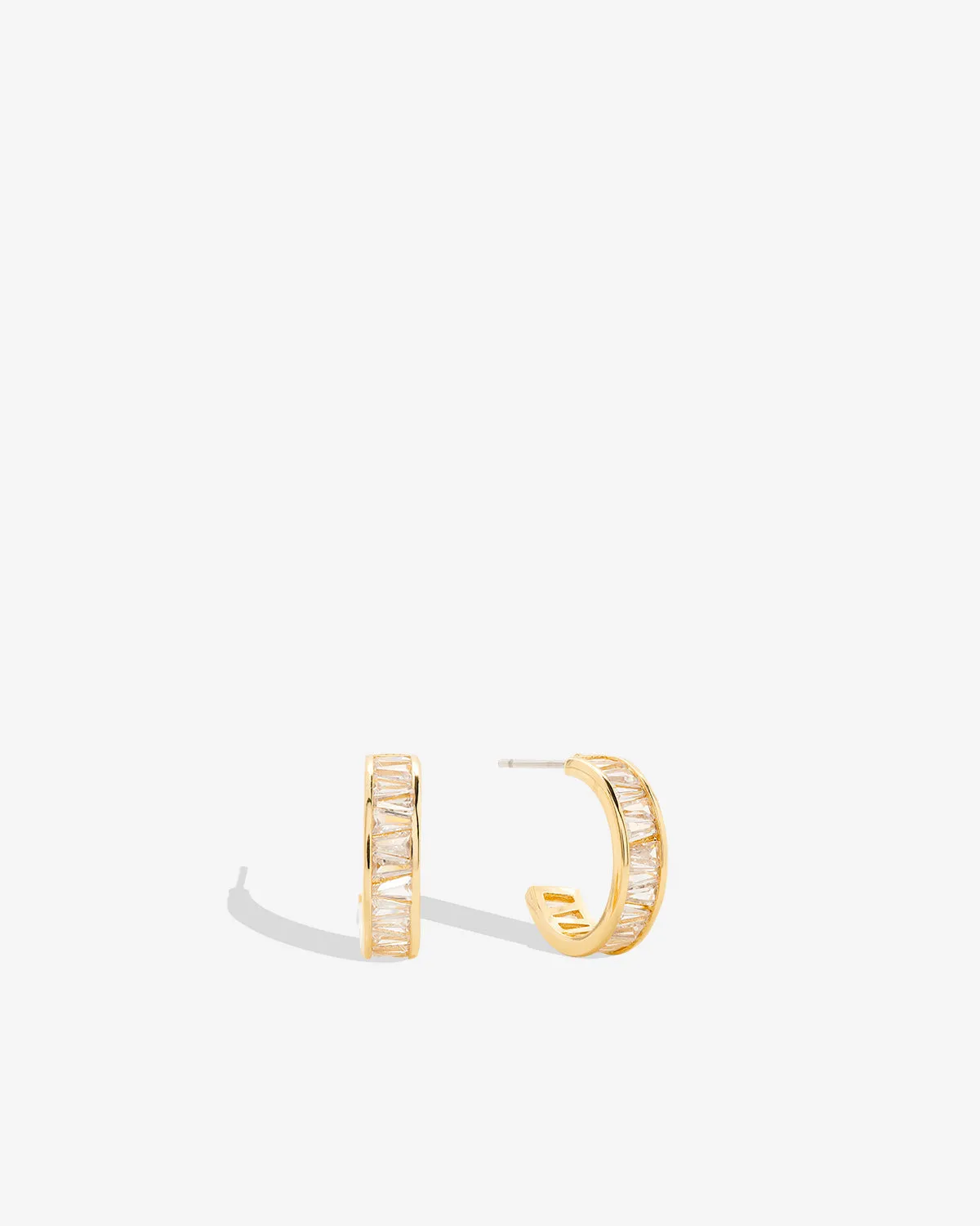 Mom Baguette Mini Hoop Earrings