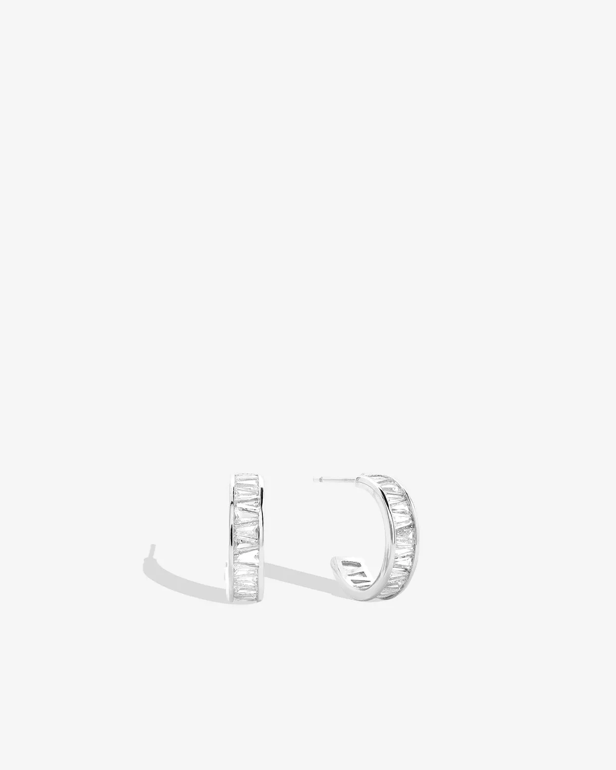 Mom Baguette Mini Hoop Earrings