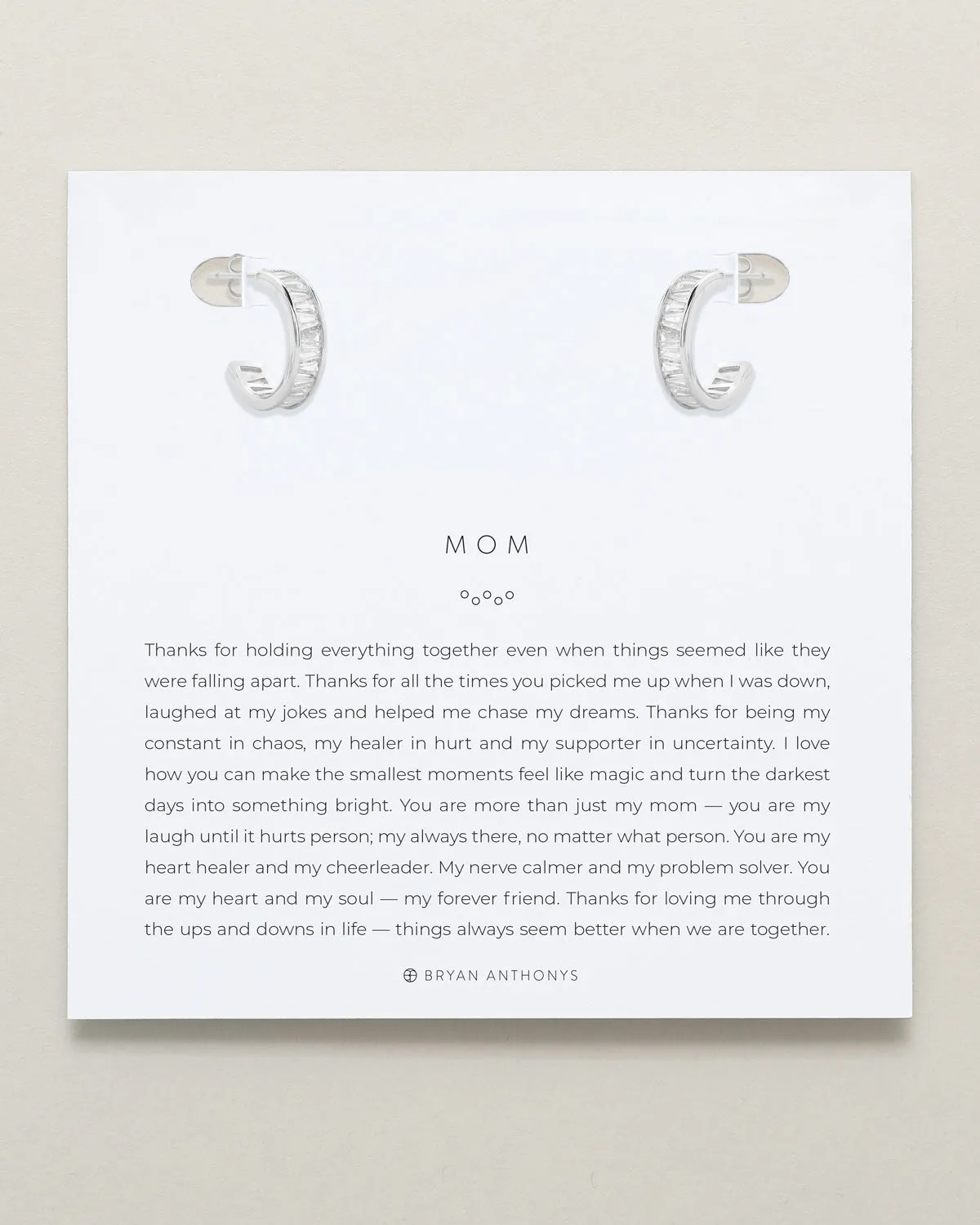 Mom Baguette Mini Hoop Earrings