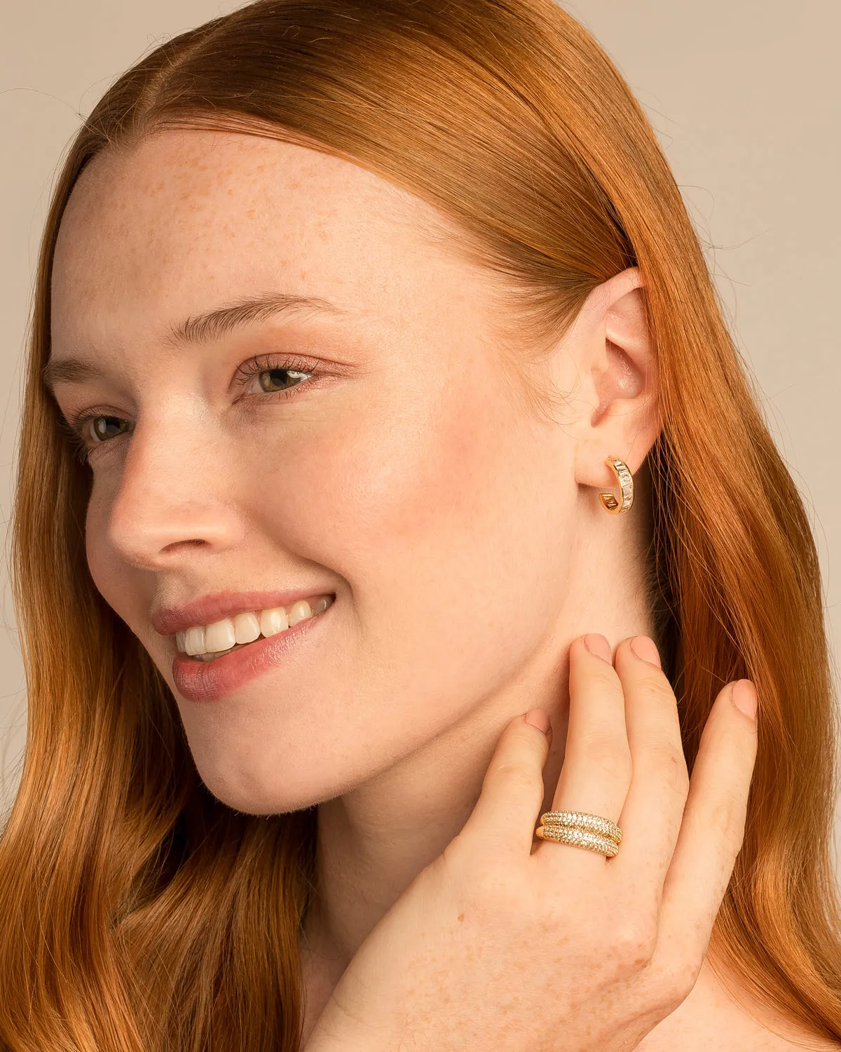 Mom Baguette Mini Hoop Earrings