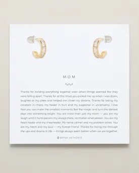 Mom Baguette Mini Hoop Earrings