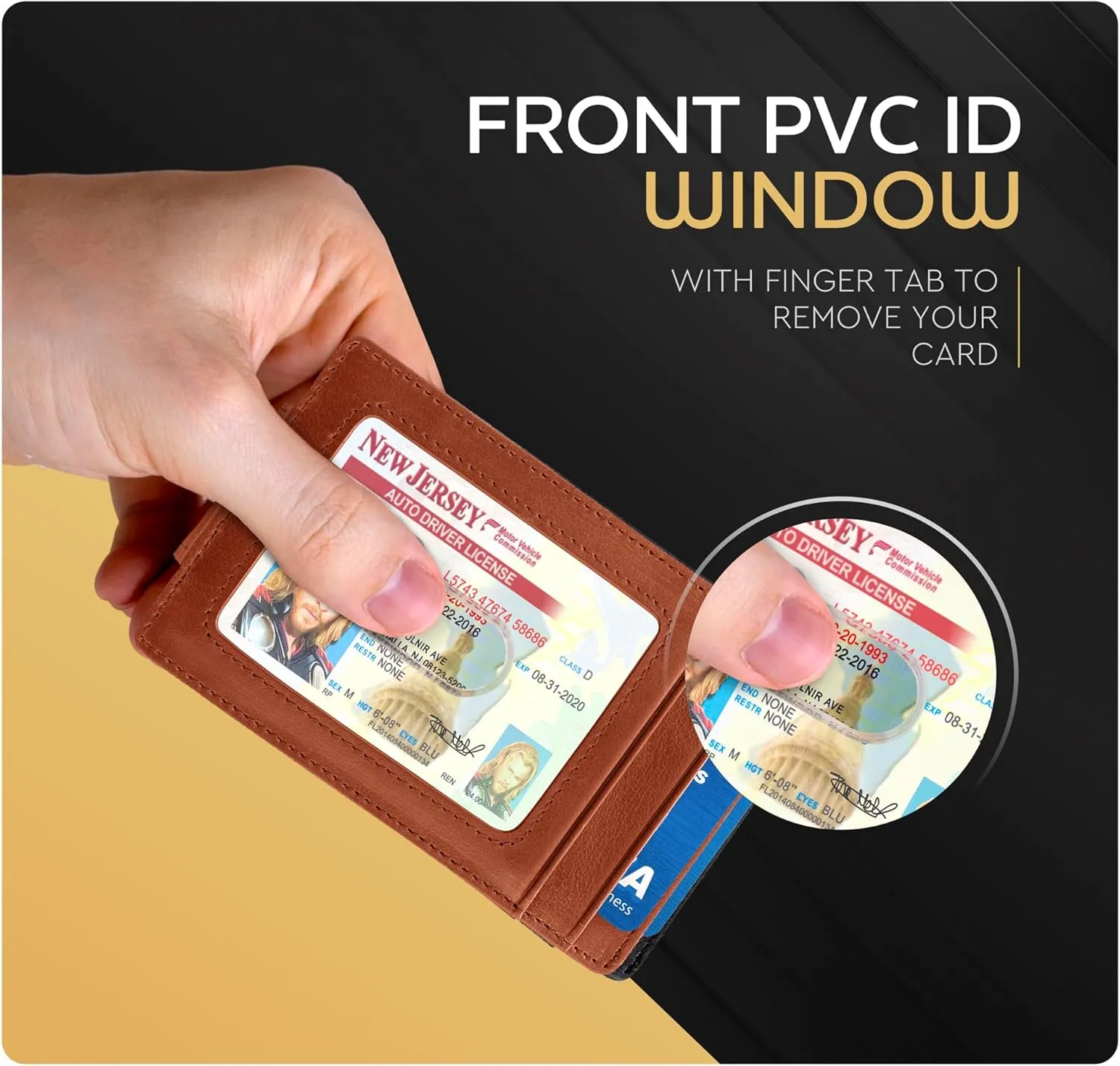Money Clip Leather Wallet For Men Slim Front Pocket RFID Blocking with Super Strong Magnetic