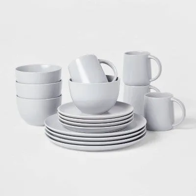 New - 16pc Stoneware Acton Dinnerware Set Gray - Threshold