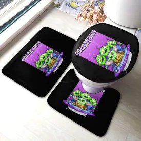 NYF Bath Mat 3 Piece Set Baby Yo-Da Alien Galaxy Trip Purple Floor Carpet Memory Foam U-Shaped Contour Rug   Toilet Lid Cover   Bath Rug Non-Slip Floor Carpet 23.5" X 15.7"