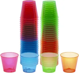 Party Essentials Hard Plastic 1-Ounce Shot Glasses, 50-Count, Assorted Neon