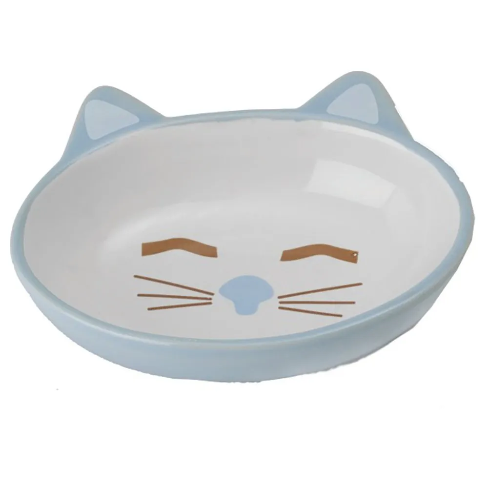 Petrageous Here Kitty Cat Bowl Oval Blue 13cm
