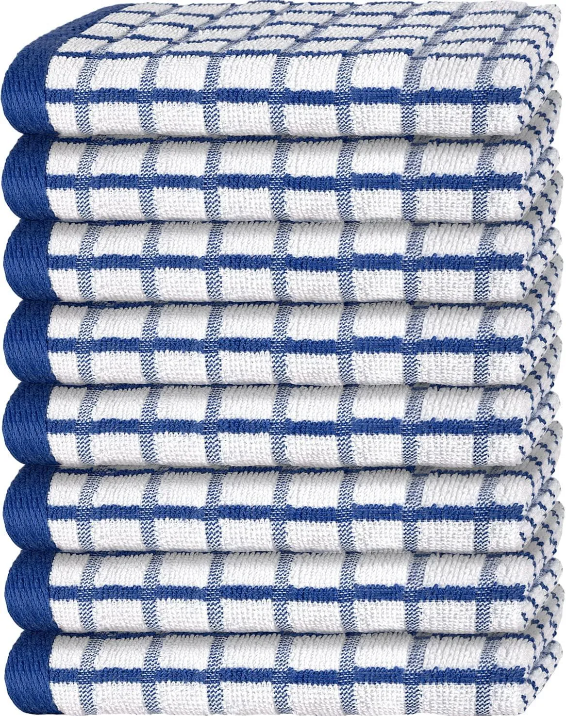 Premium Dish Towels for Kitchen with Hanging Loop 8 Pack Heavy Duty 16x26in Blue