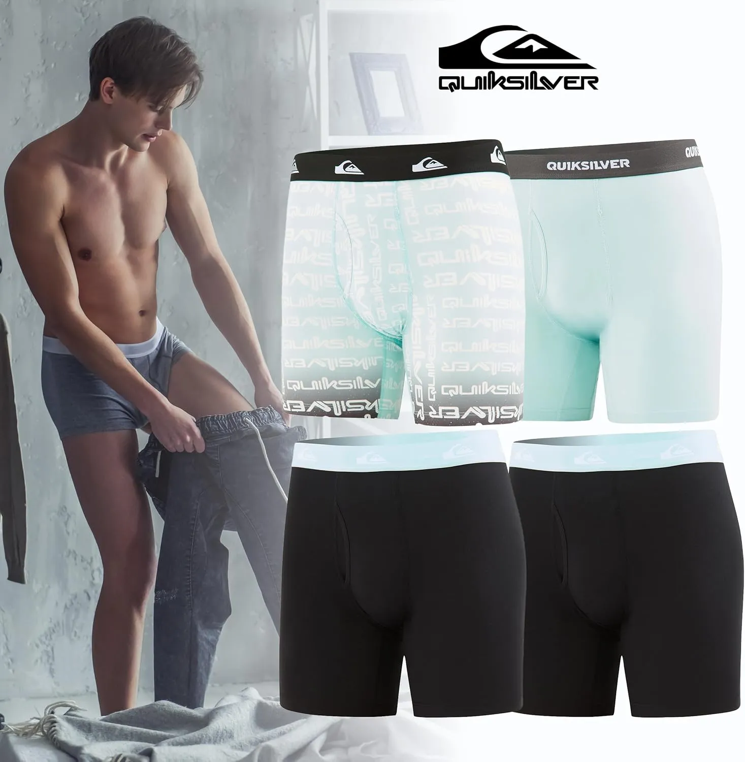Quiksilver Mens Underwear 4 Pack Boxers for Men Supersoft Brushed Polyester Mens Boxer Briefs