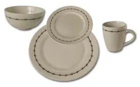 "Barbwire" 16-Pc Western Dinnerware Set