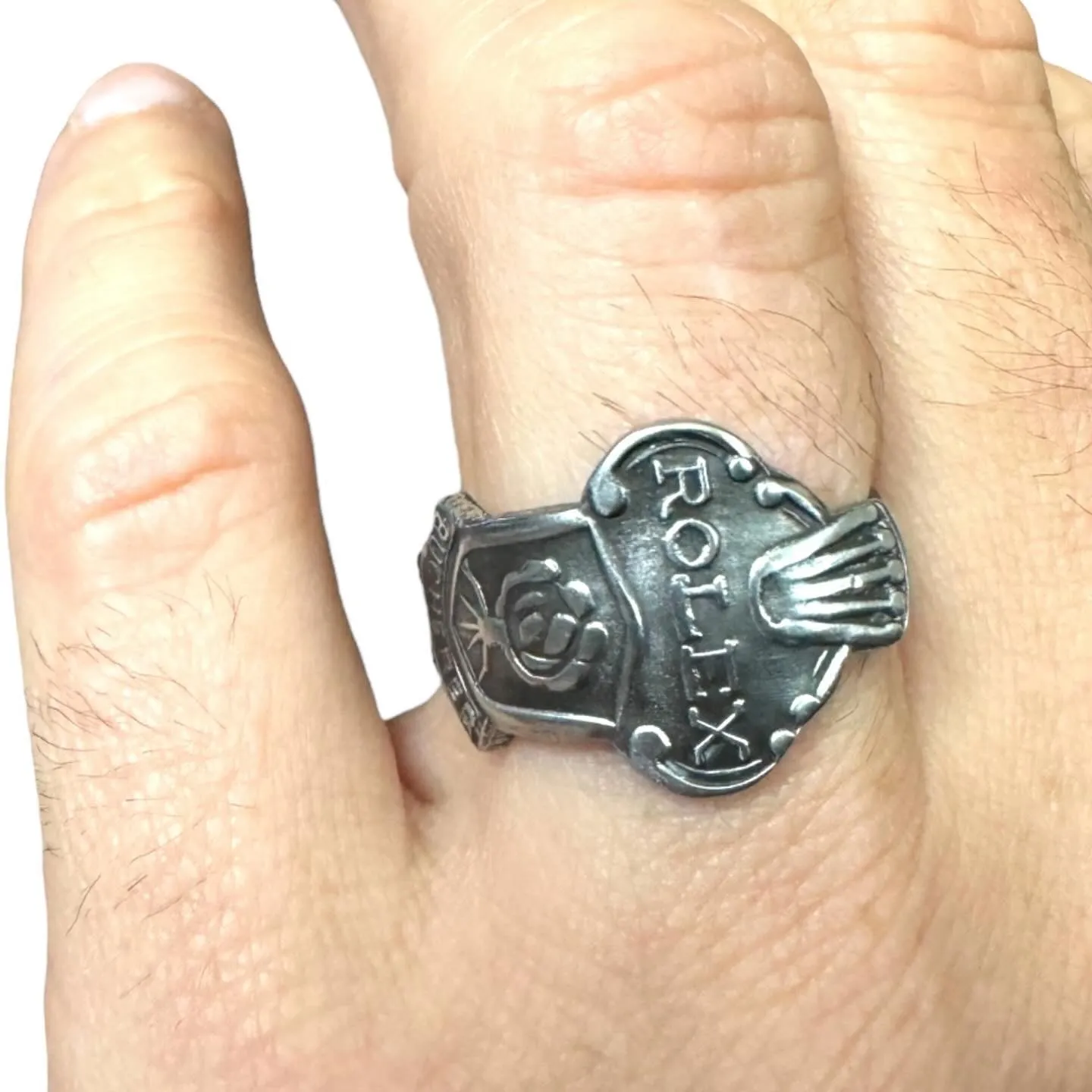 Rolex Tree Lucerne Stainless Steel Artisan Spoon Ring Bucherer of Switzerland