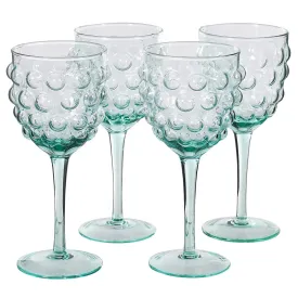 Sea Green Glass Bubble Wine Glass- Set of Four