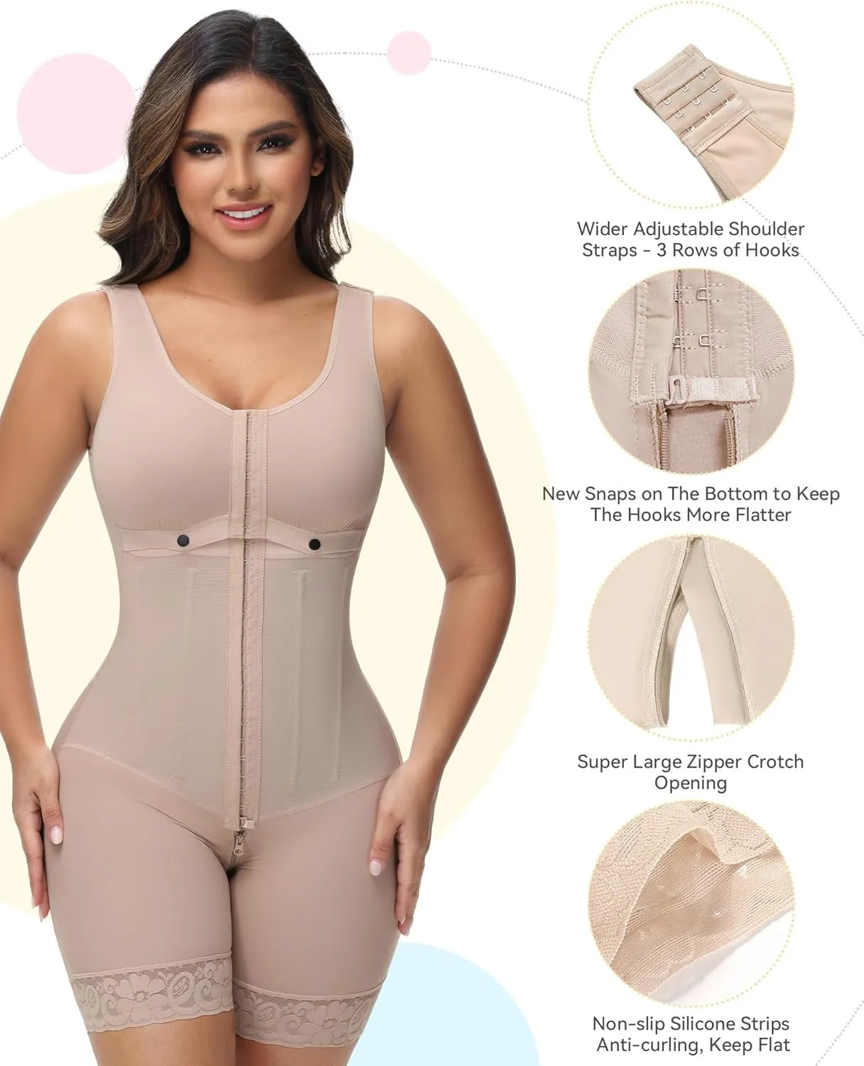 SHAPSHE Fajas Colombianas Moldeadoras Full Body Shaper Postparto Post Surgery Stage 2/3 Tummy Control Compression Garment