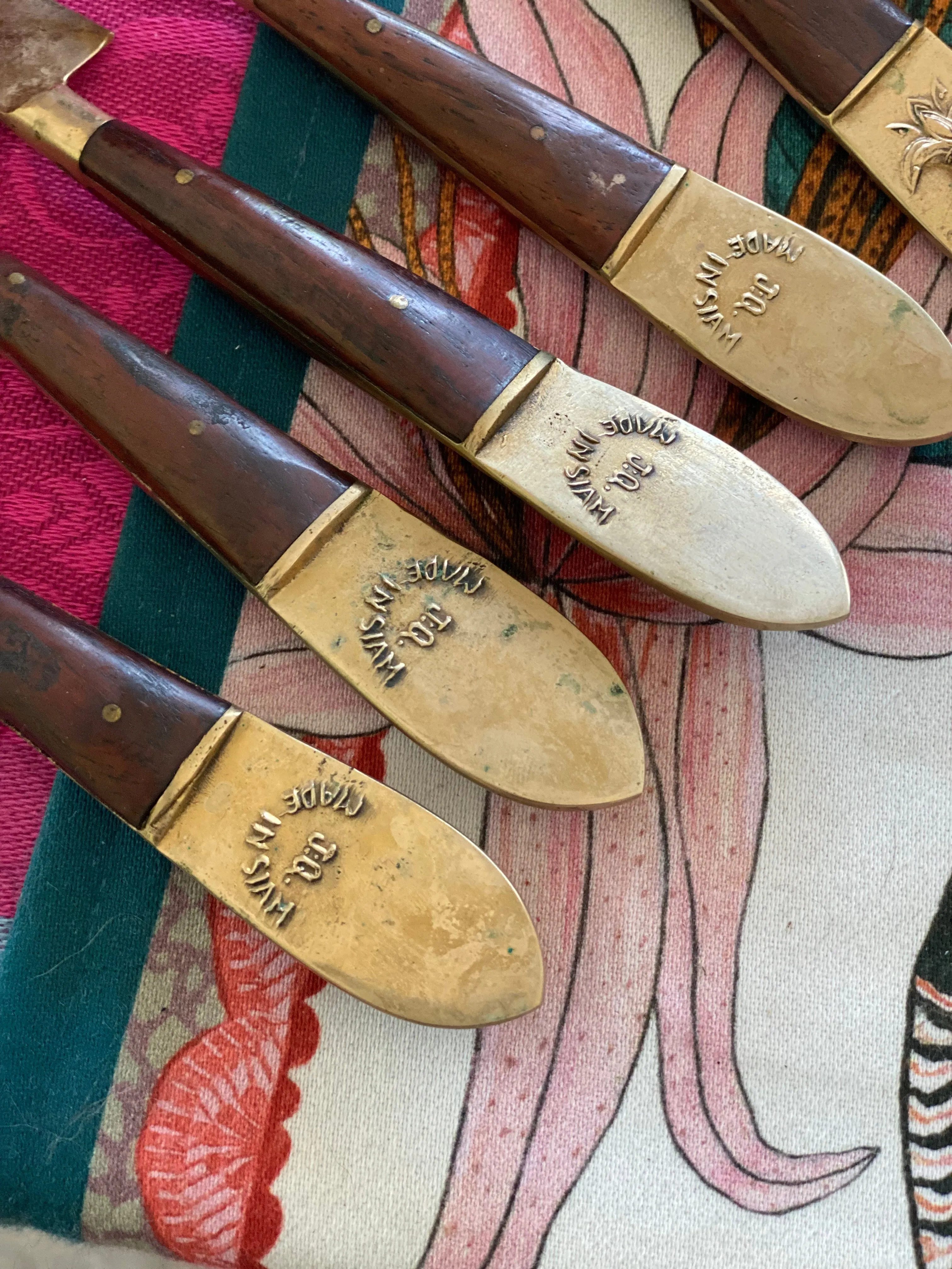 teak wood and Brass Flatware Set