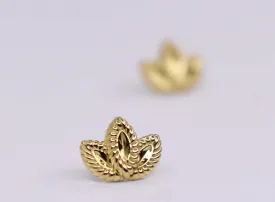 Threadless end 18Kt yellow gold petit leaf