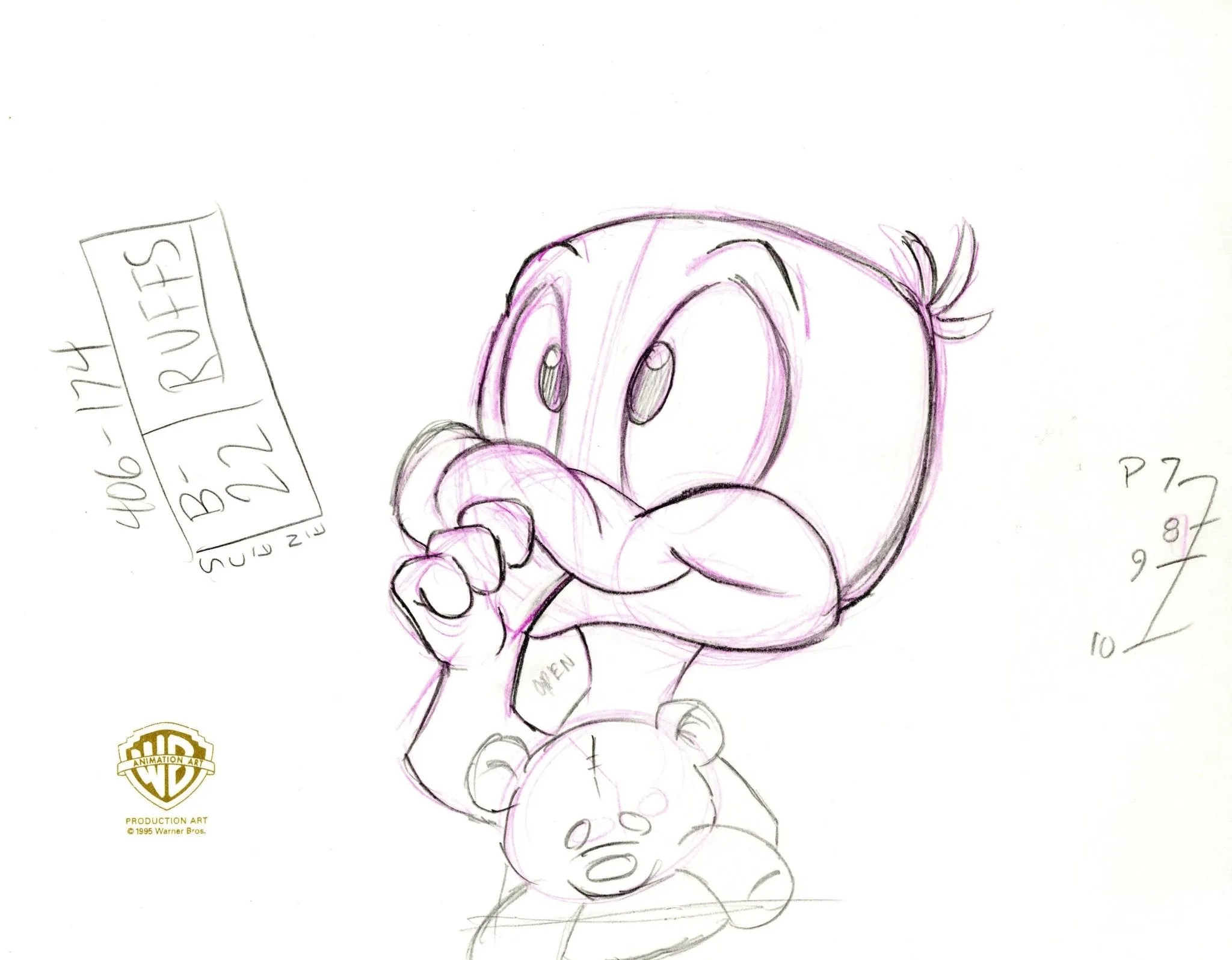 Tiny Toons Original Production Drawing: Baby Plucky Duck