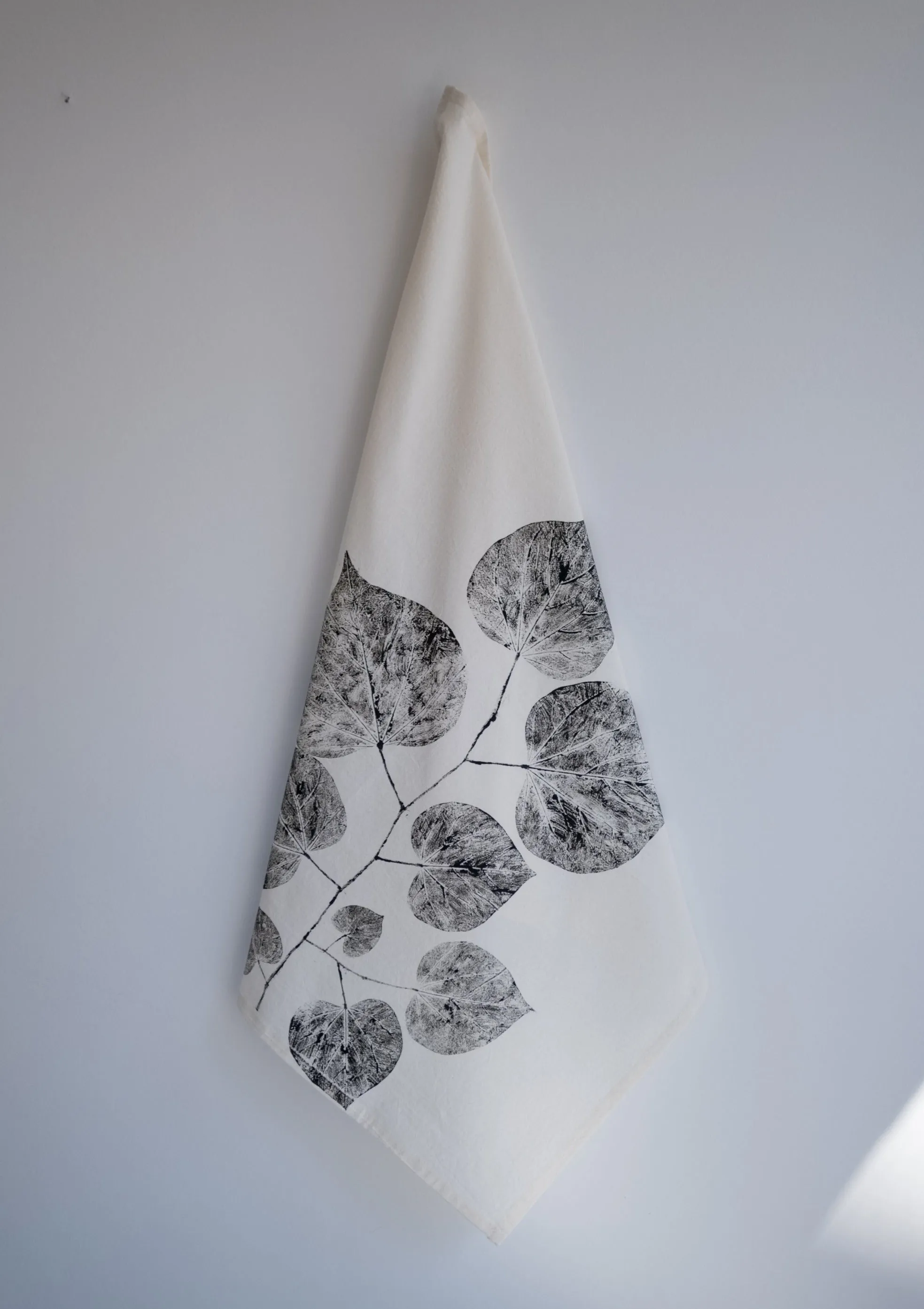 Unbleached 100% Cotton Redbud Leaf Tea Towel in Natural