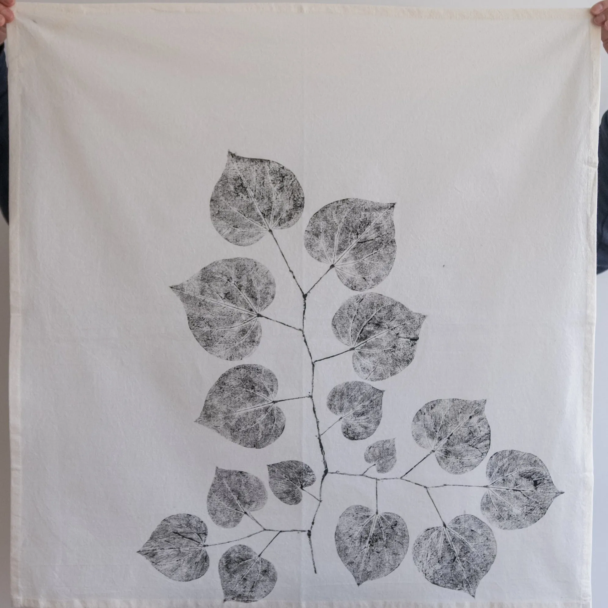 Unbleached 100% Cotton Redbud Leaf Tea Towel in Natural