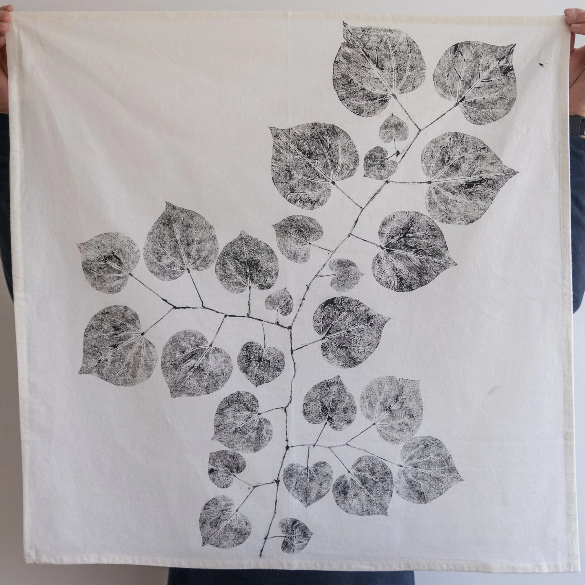 Unbleached 100% Cotton Redbud Leaf Tea Towel in Natural