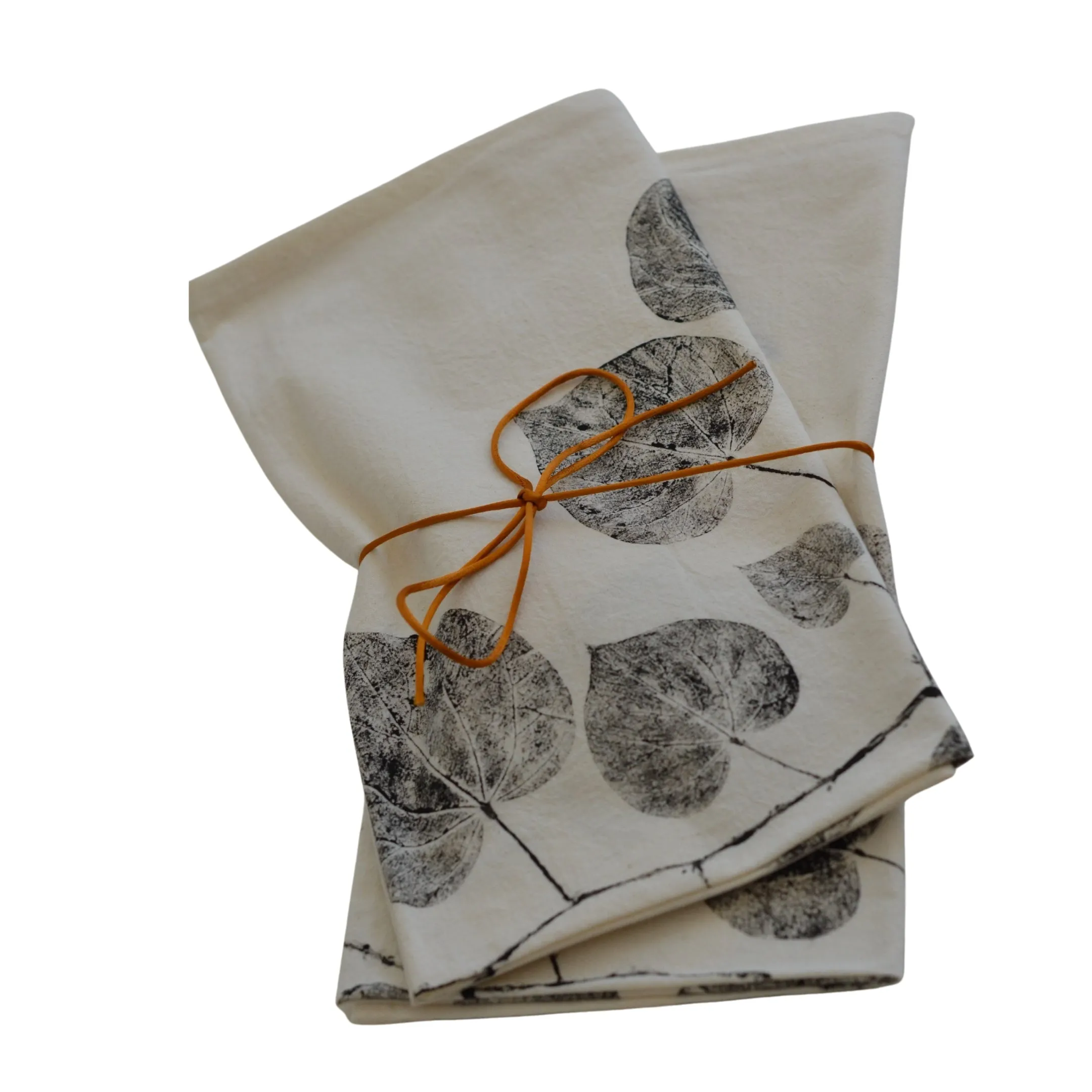 Unbleached 100% Cotton Redbud Leaf Tea Towel in Natural