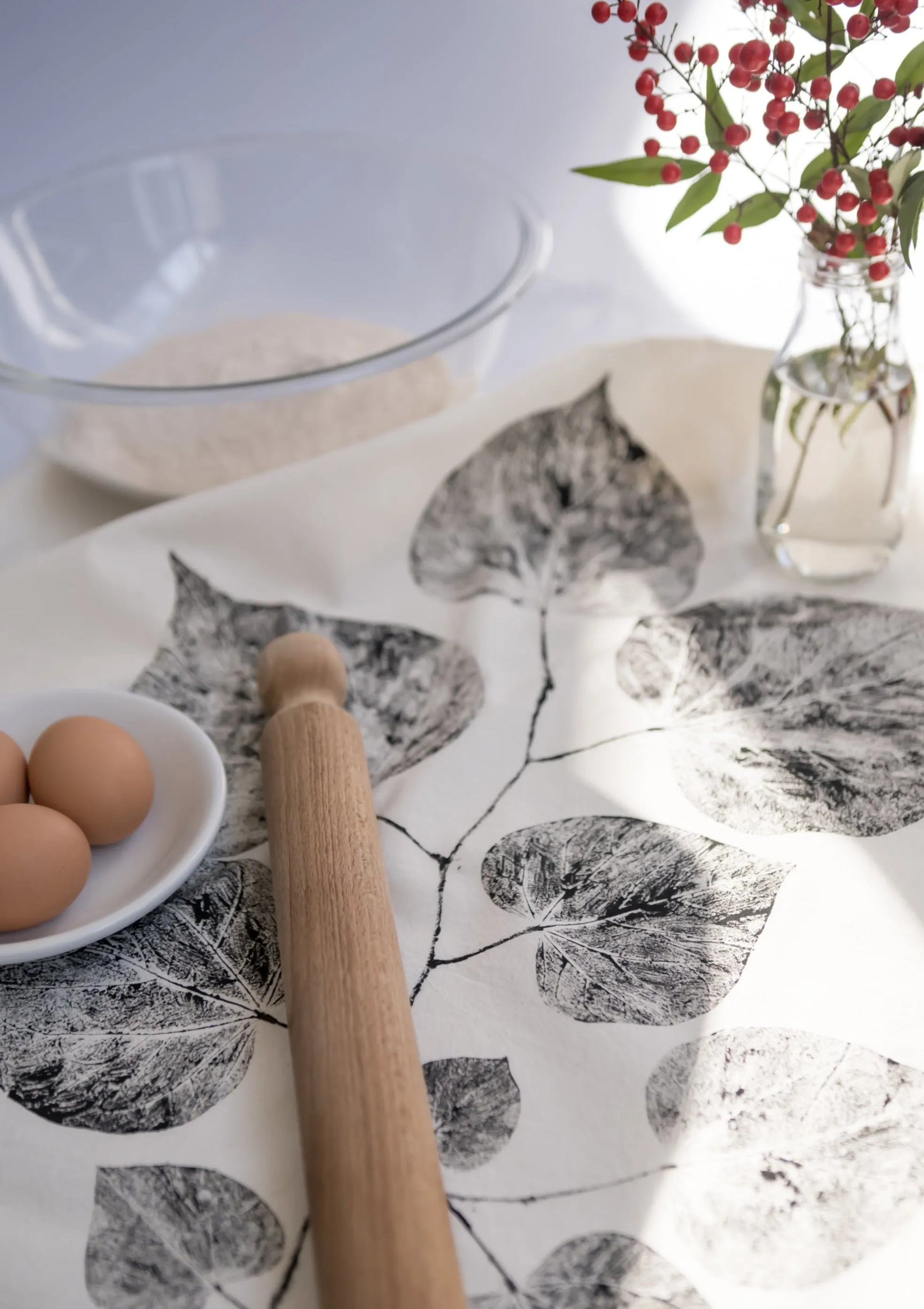 Unbleached 100% Cotton Redbud Leaf Tea Towel in Natural
