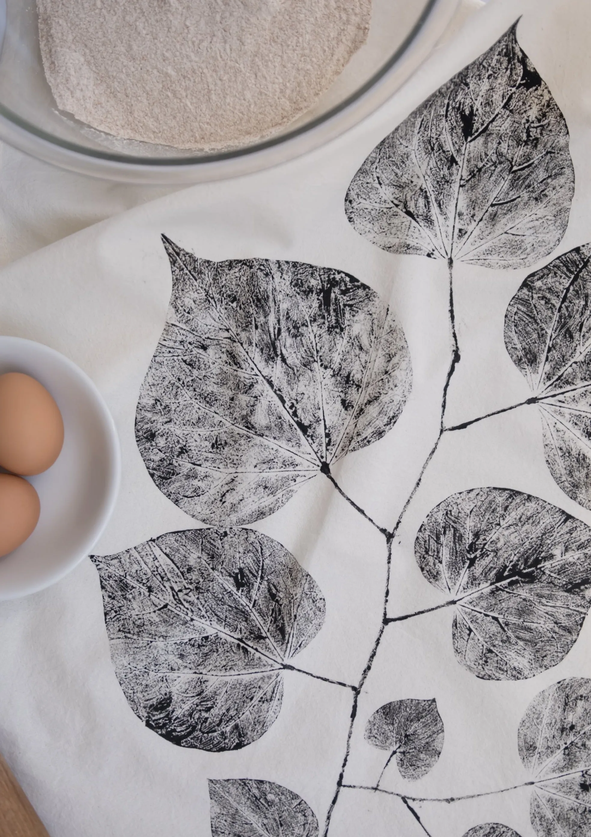 Unbleached 100% Cotton Redbud Leaf Tea Towel in Natural