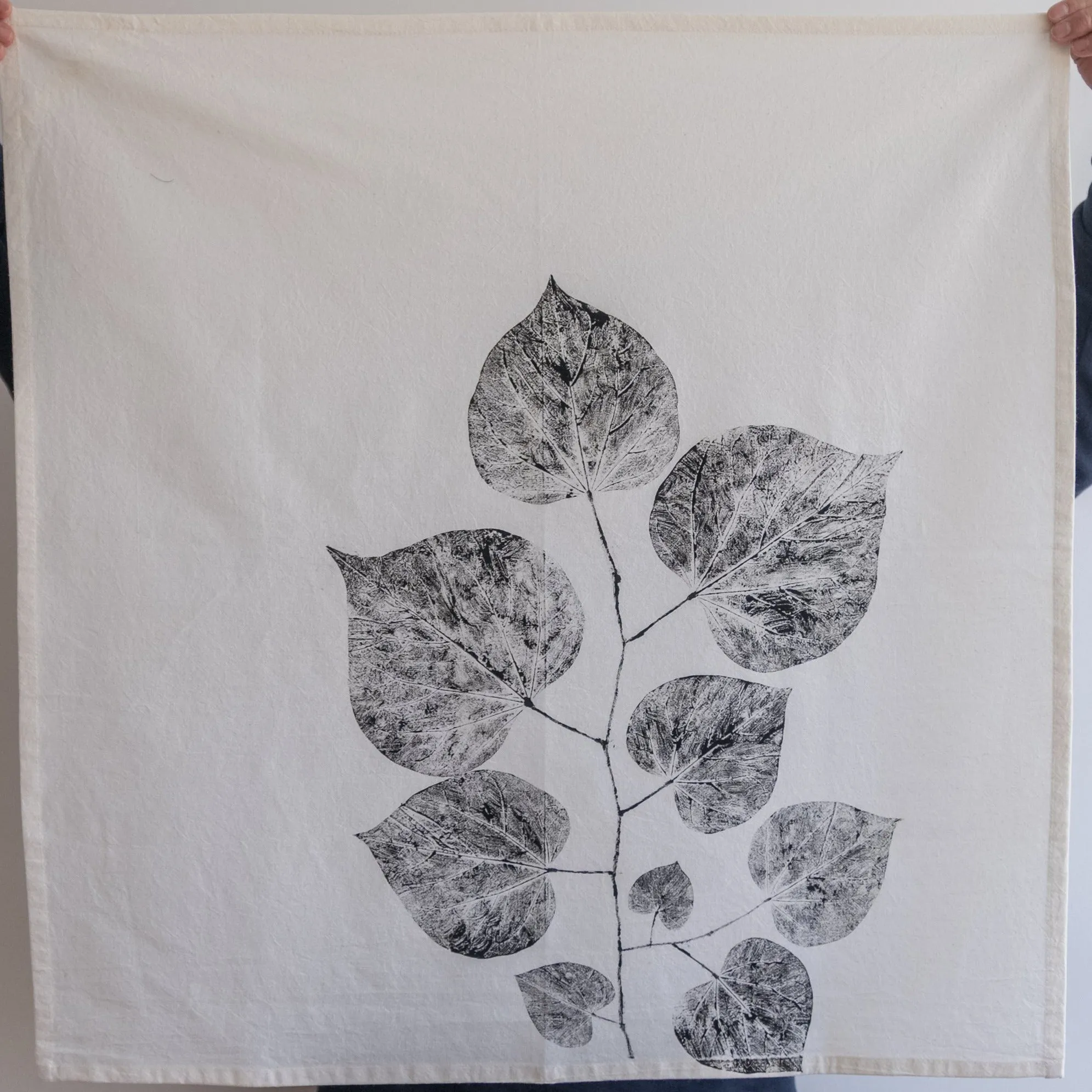 Unbleached 100% Cotton Redbud Leaf Tea Towel in Natural