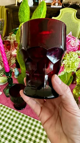 Vintage Glass Tumblers, MCM Viking, Georgian Honeycomb, Set of 2