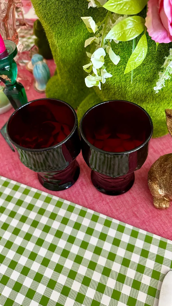 Vintage Glass Tumblers, MCM Viking, Georgian Honeycomb, Set of 2