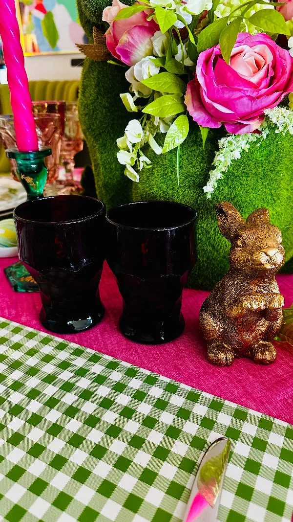 Vintage Glass Tumblers, MCM Viking, Georgian Honeycomb, Set of 2