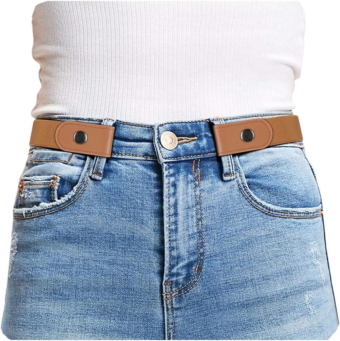 WHIPPY Buckle Free Comfortable Elastic Belt for Women or Men, Buckle-less No Bulge No Hassle Invisible Belts