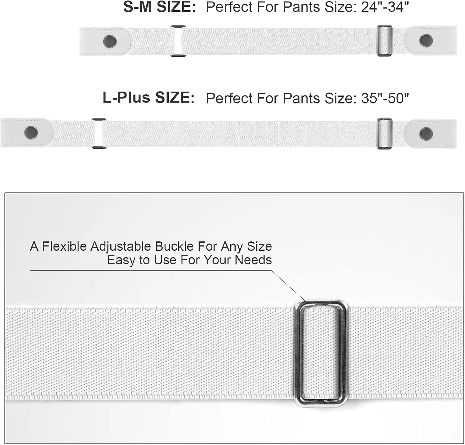 WHIPPY Buckle Free Comfortable Elastic Belt for Women or Men, Buckle-less No Bulge No Hassle Invisible Belts