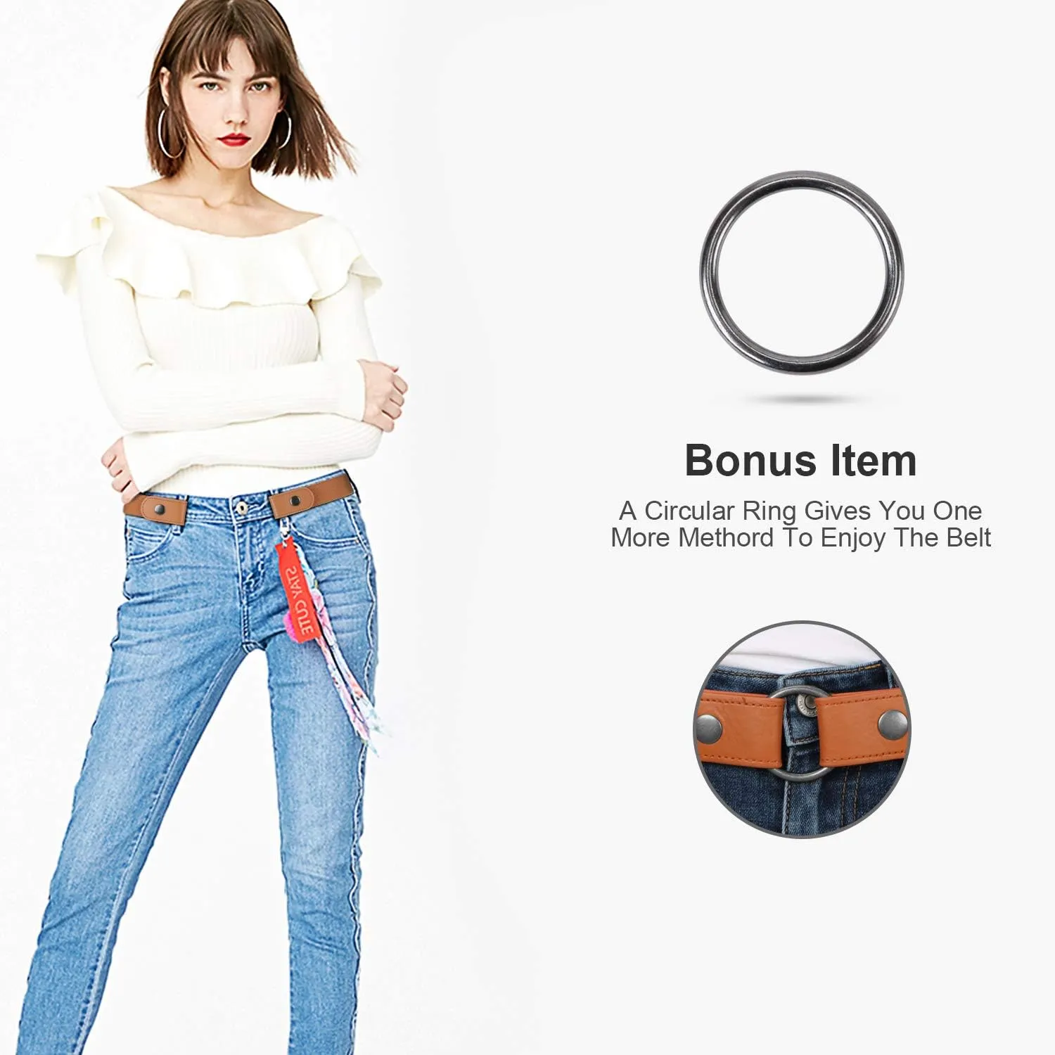 WHIPPY Buckle Free Comfortable Elastic Belt for Women or Men, Buckle-less No Bulge No Hassle Invisible Belts