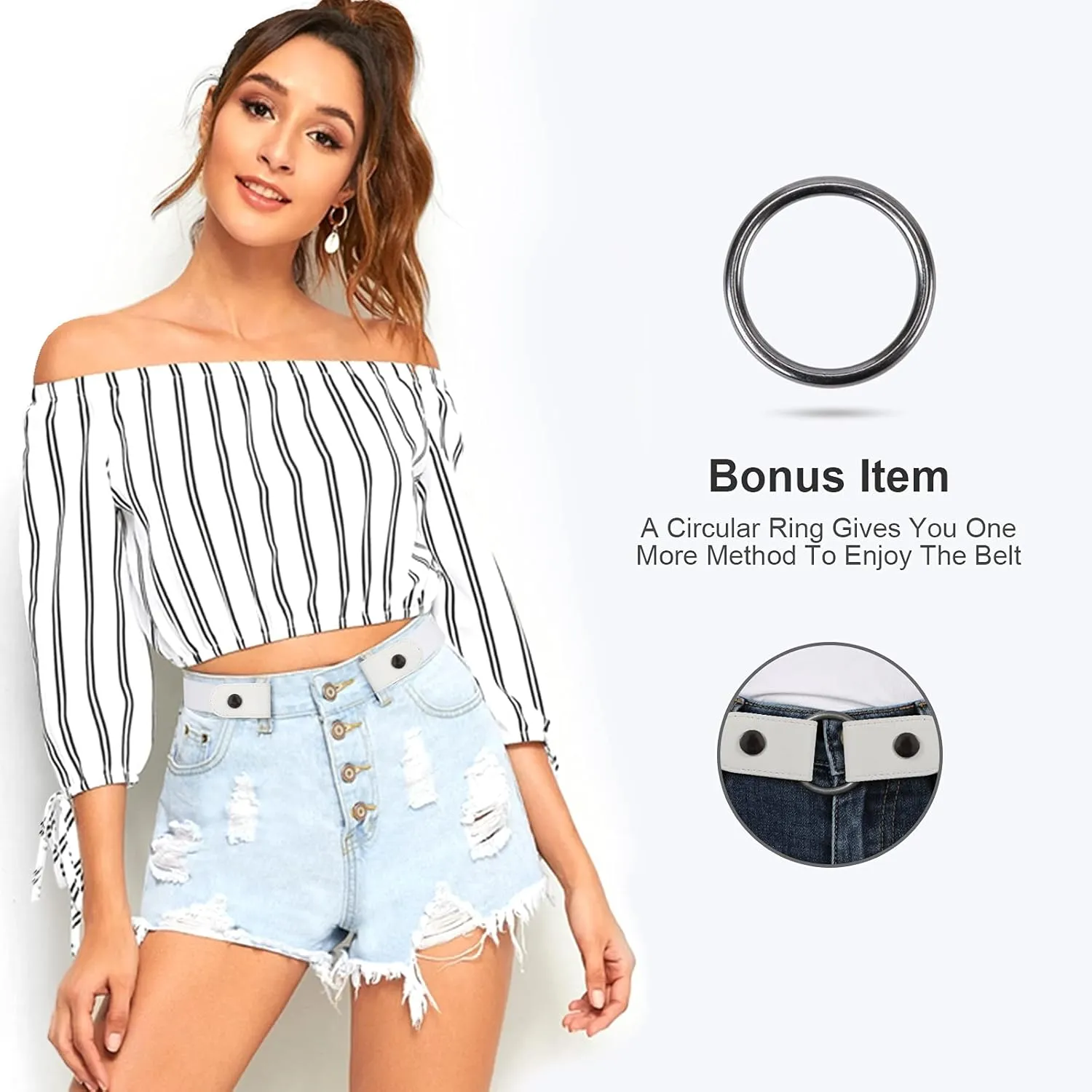 WHIPPY Buckle Free Comfortable Elastic Belt for Women or Men, Buckle-less No Bulge No Hassle Invisible Belts