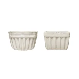 White Reactive Glaze Stoneware Fruit Bowl