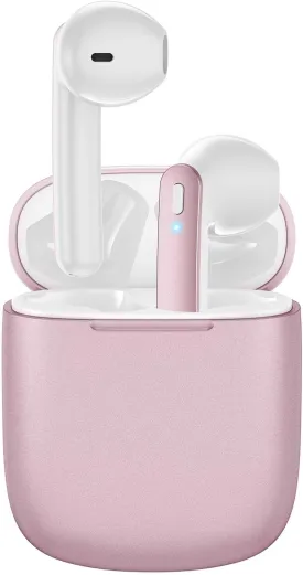 Wireless Earbuds 40H Playtime 8H Continuous Playtime Bluetooth Ear Buds, IPX6 Waterproof Stereo Sound Bluetooth Wireless Headphones with Microphone and Charging Case for iOS Android Sports Pink