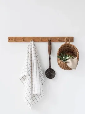 Zero-Waste Striped Linen Tea Towel - Charcoal Grid